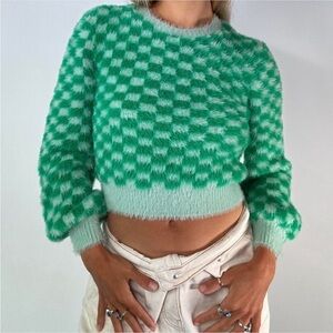 NWOT Zara Faux Mohair Checkered Sweater